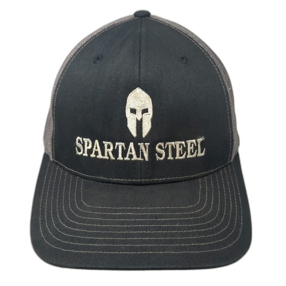 Richardson Trucker Hat Black One Size Spartan Steel Molon Labe Mesh Back hat